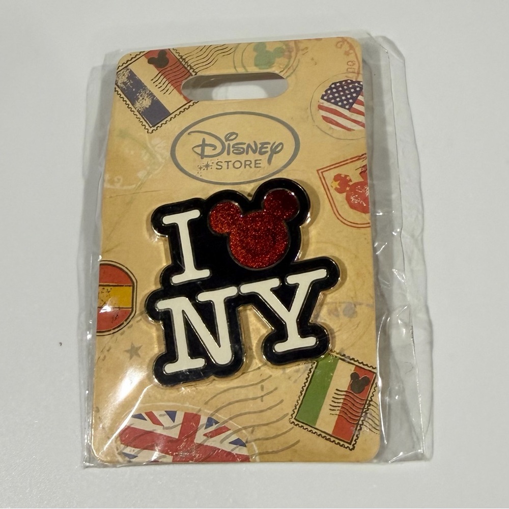 Disney Black & Cream Travel Stamp Pin Back Card